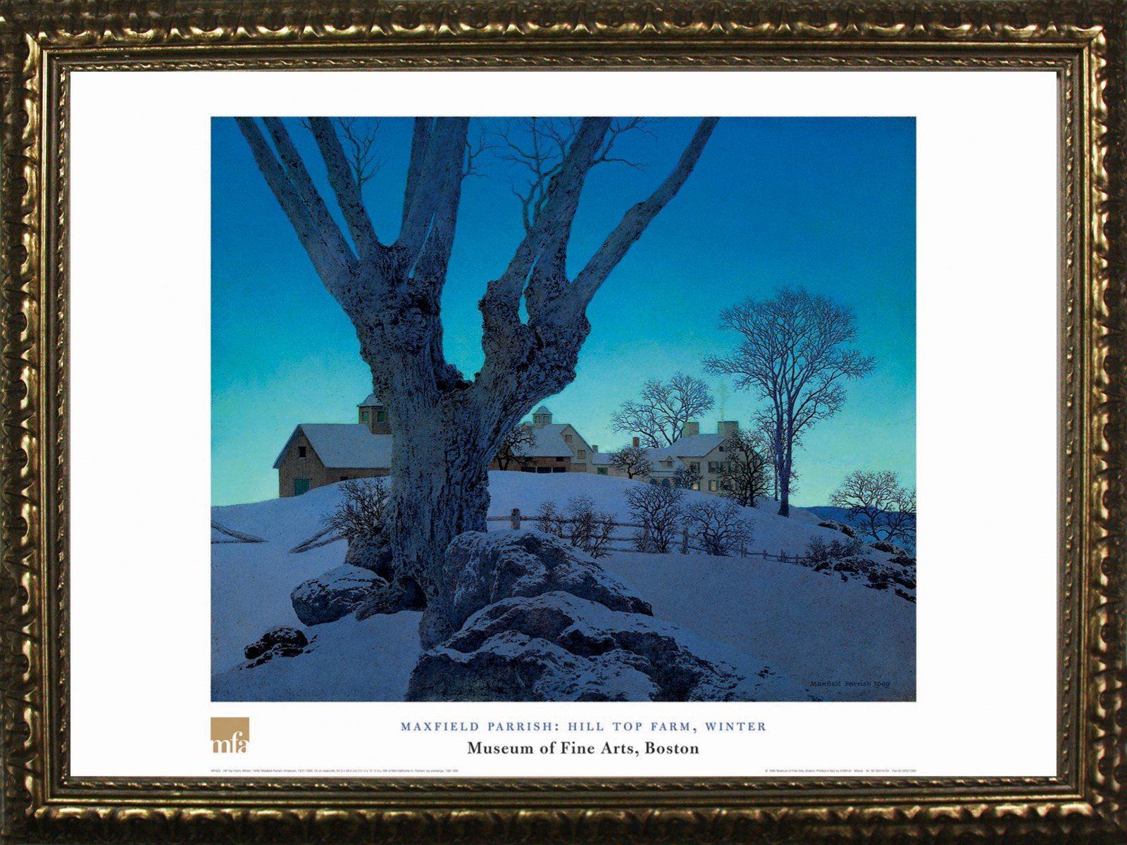 Amazon.com: Framed Hill Top Farm, Winter by Maxfield Parrish 32x24